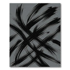 Charcoal Gray Abstract Ink Brush Strokes Rug