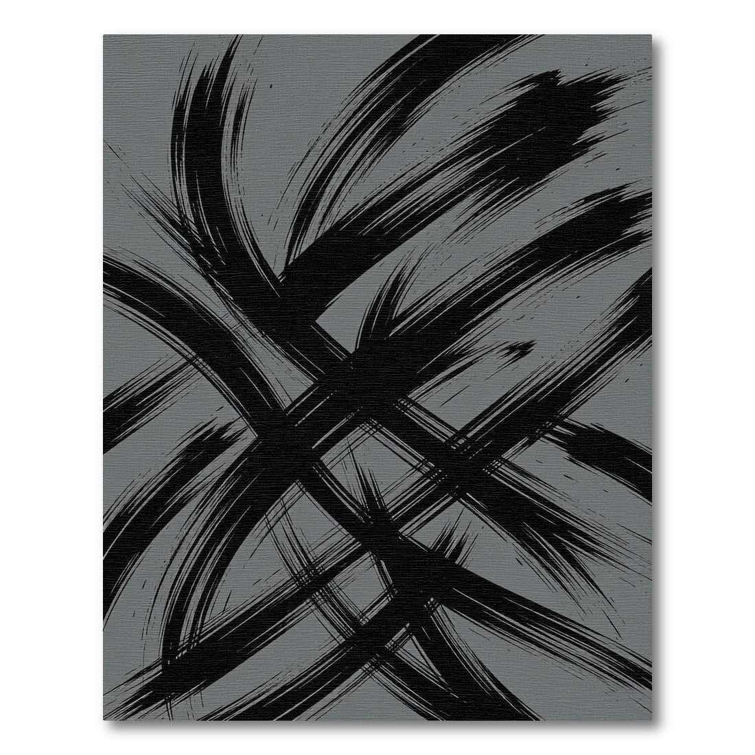 Charcoal Gray Abstract Ink Brush Strokes Rug