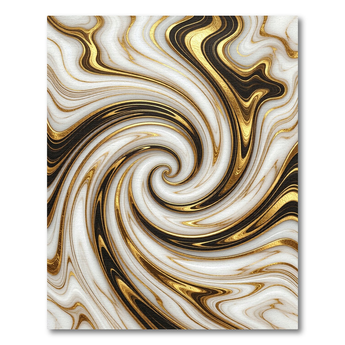 White Black Gold Swirl Marble Rug