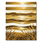 Golden Coastal Grass Sunset Wave Artwork Rug