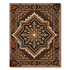 Vintage Brown Gold Floral Medallion Rug
