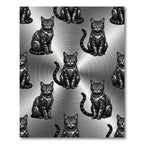 Monochromatic Robotic Feline Metal Texture Rug