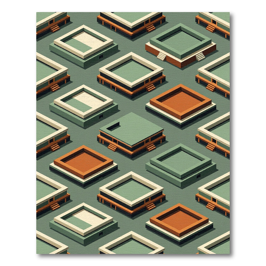 Earthy Tones Geometric Architectural Rug