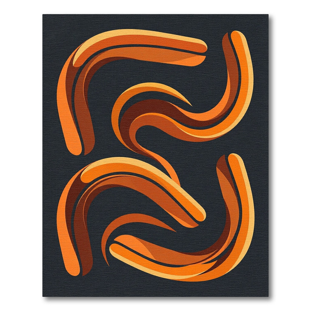 Dynamic Orange Swirl Ribbon Composition Rug