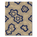 Navy Blue And Beige Topographic Lines Rug