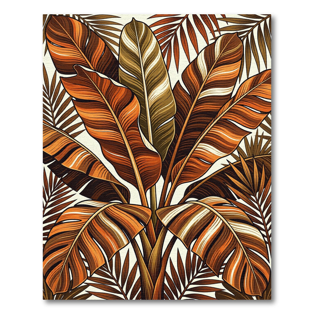 Autumn Tropical Palm Foliage Art Rug
