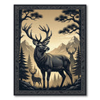 Majestic Stag Mountain Forest Silhouette Rug