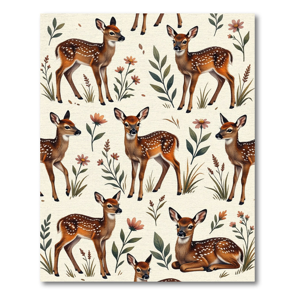 Charming Woodland Fawn Cream Botanical Rug