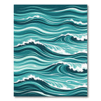 Abstract Teal Nautical Ocean Wave Rug