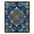 Intricate Blue Gold Floral Medallion Rug