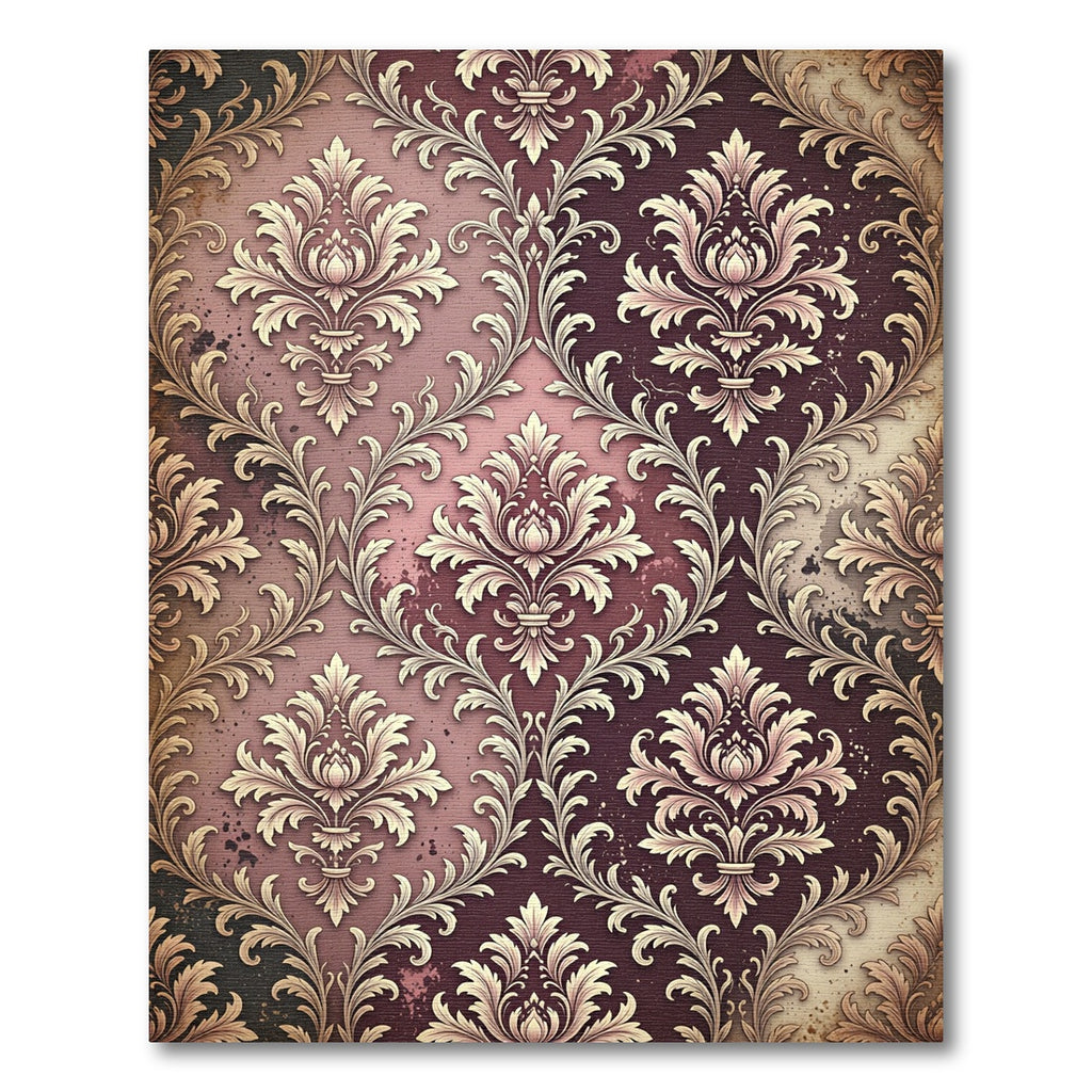 Ornate Crimson Floral Damask Rug