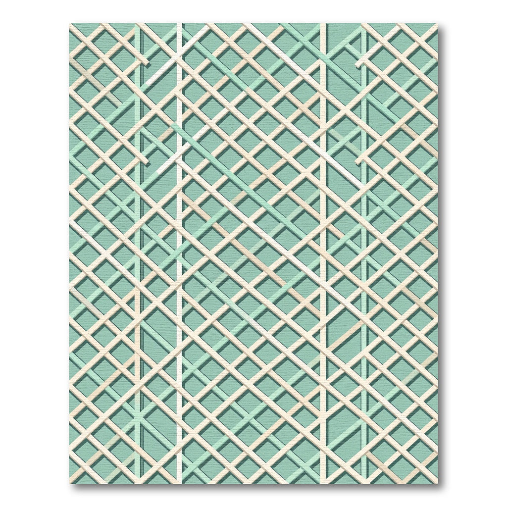 Mint and Cream Geometric Interlaced Lattice Rug