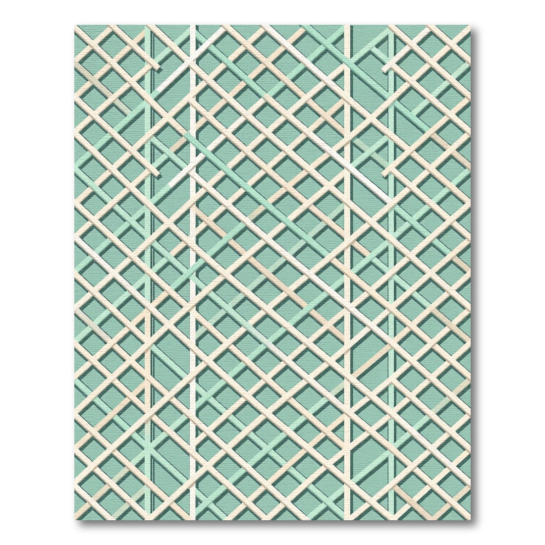 Mint and Cream Geometric Interlaced Lattice Rug