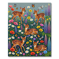 Whimsical Woodland Fawn and Wildflower Meadow Rug