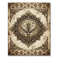 Ornate Antique Gold Fleur Medallion Rug