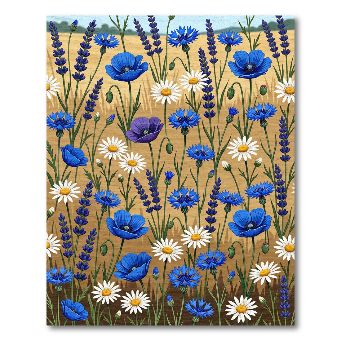Field Of Blue Lavender And Poppies Rug