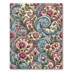 Elegant Pastel Rose Floral Scrollwork Rug
