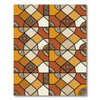Geometric Ochre Terracotta Tile Mosaic Rug