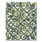 Intertwined Verdant Botanical Scroll Rug
