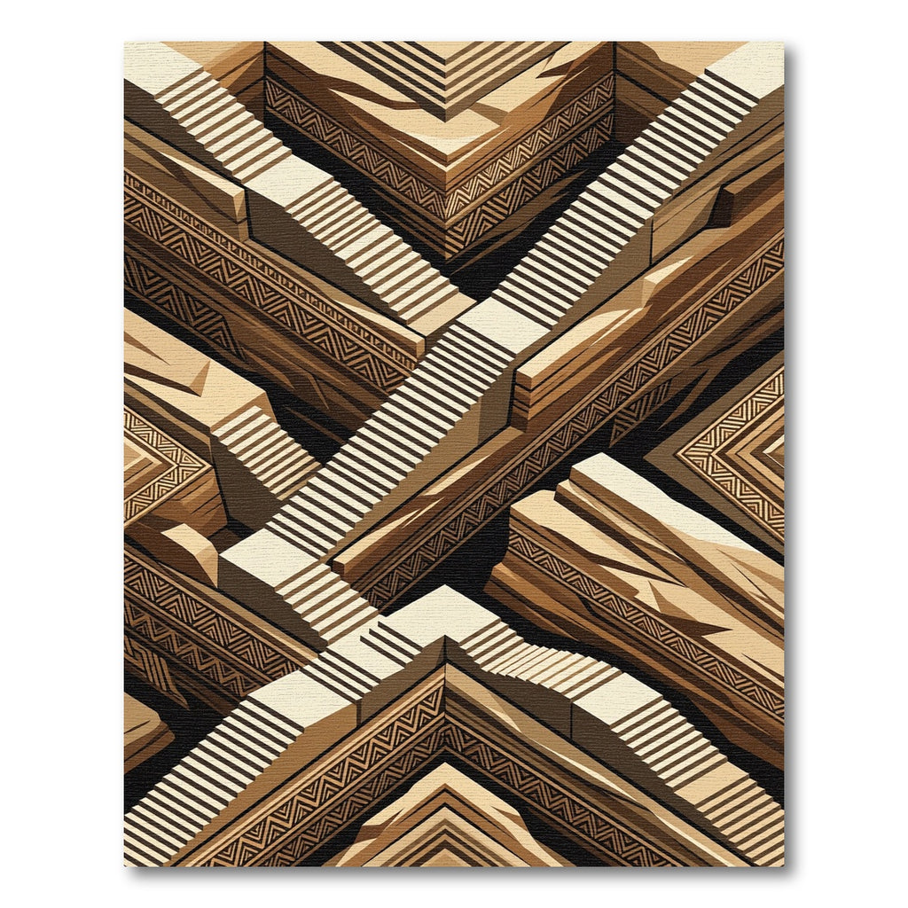 Earthy Geometric Steps Illusion Rug