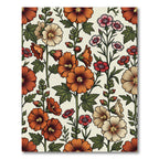 Botanical Orange Floral Garden Meadow Rug