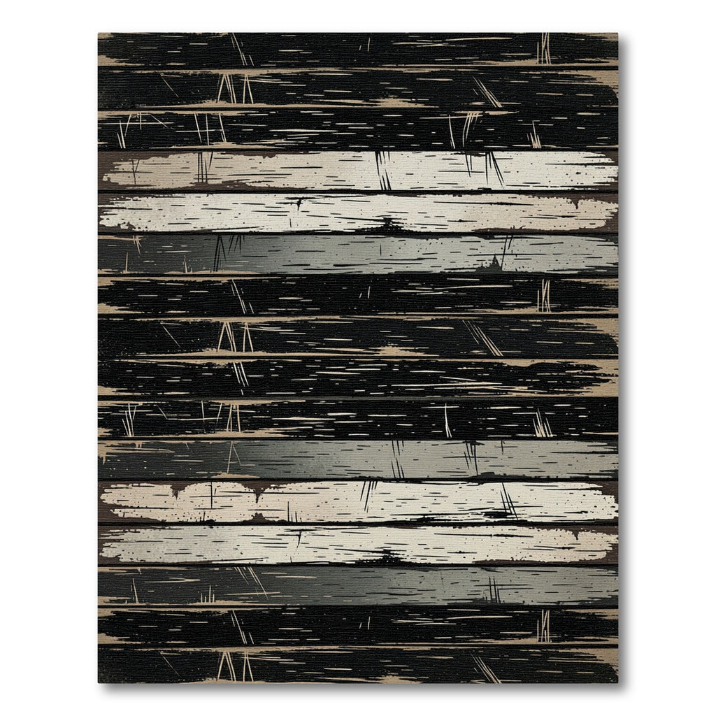 Distressed Black White Horizontal Wood Texture Rug