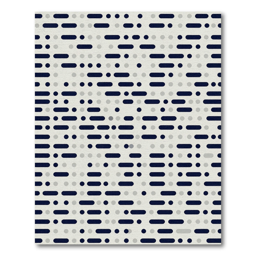 Minimalist Navy Dot and Dash Grid Rug