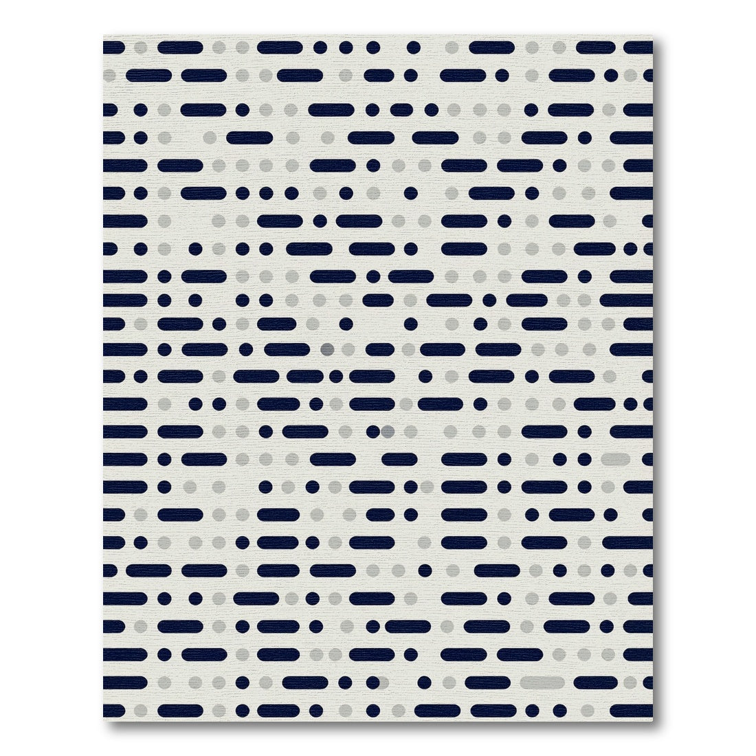 Minimalist Navy Dot and Dash Grid Rug