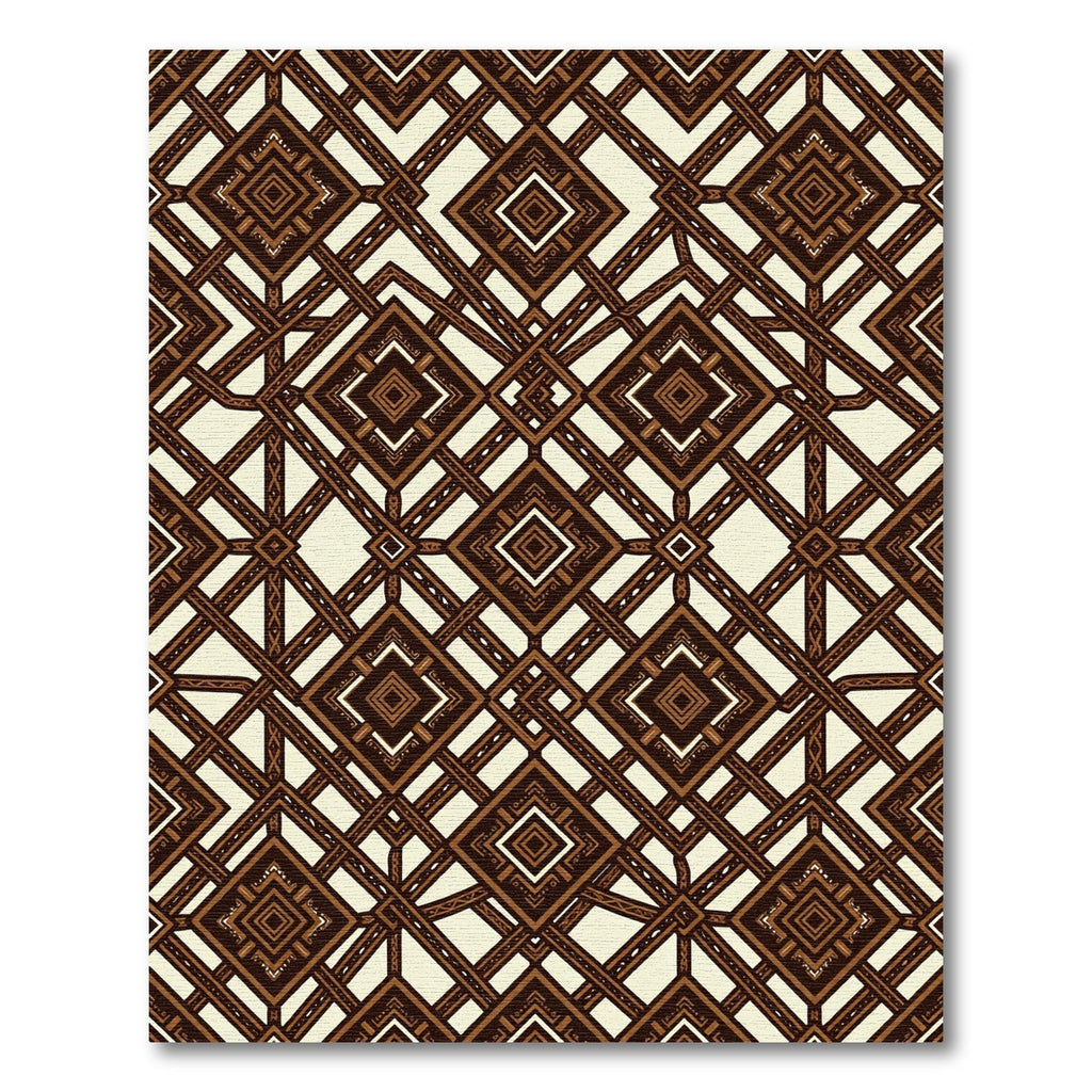 Chocolate Brown Geometric Diamond Lattice Rug