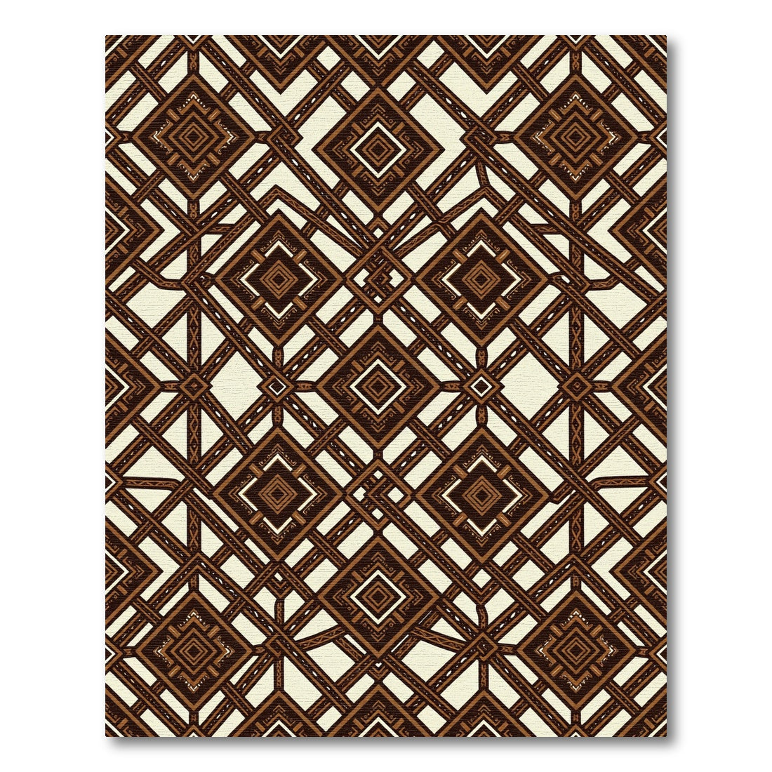Chocolate Brown Geometric Diamond Lattice Rug