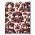 Pink Rose Garden Gazebo Collection Rug