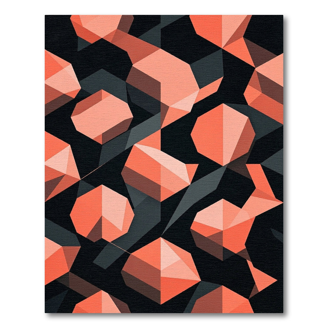 Modern Geometric Coral Peach Hexagon Rug