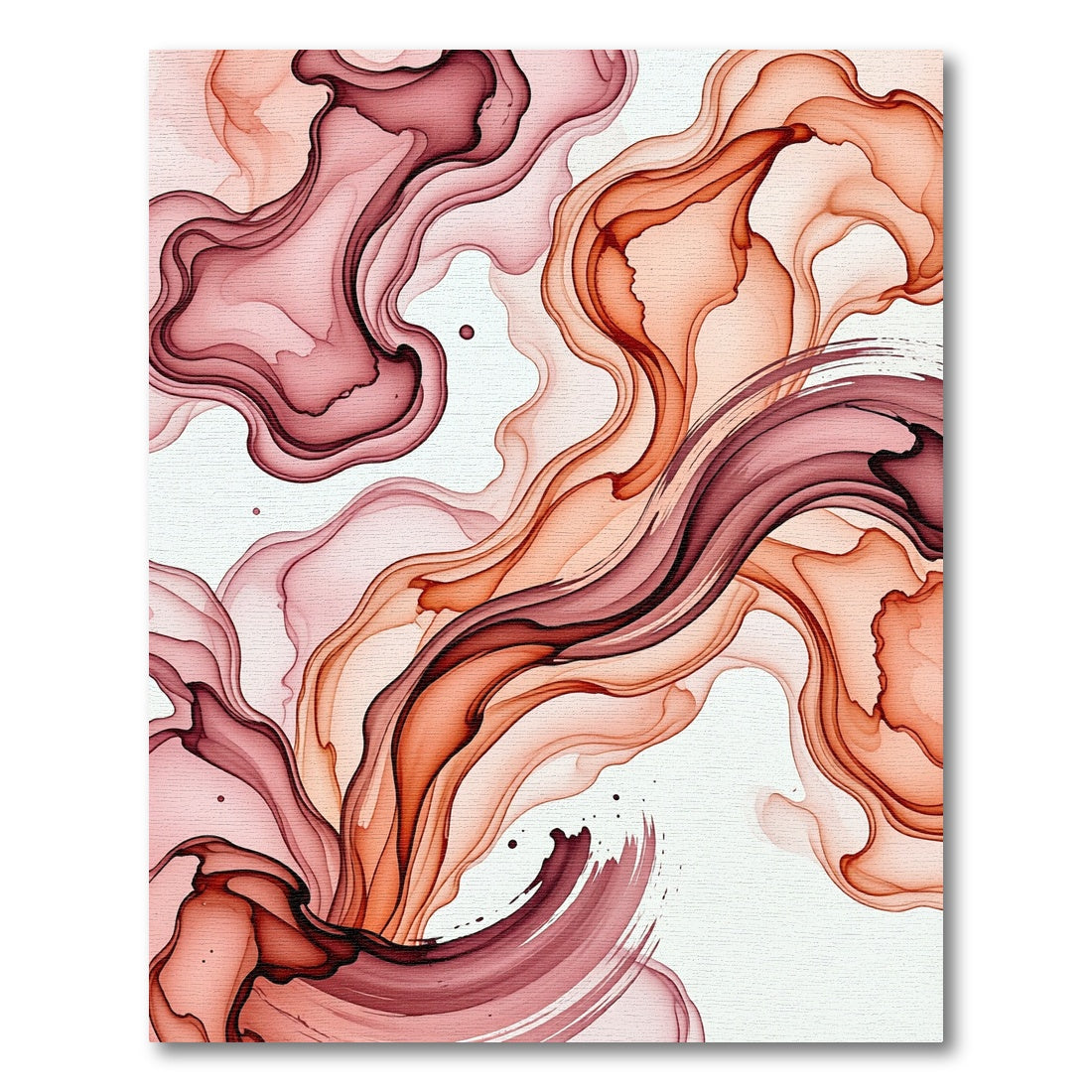 Ethereal Terracotta Flowing Ink Abstract Wave Rug