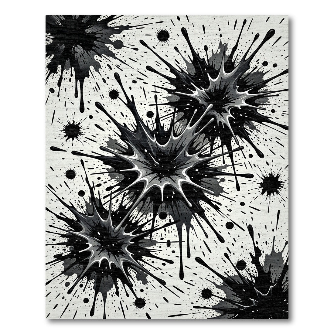 Monochromatic SplatterBurst Abstract Art Rug
