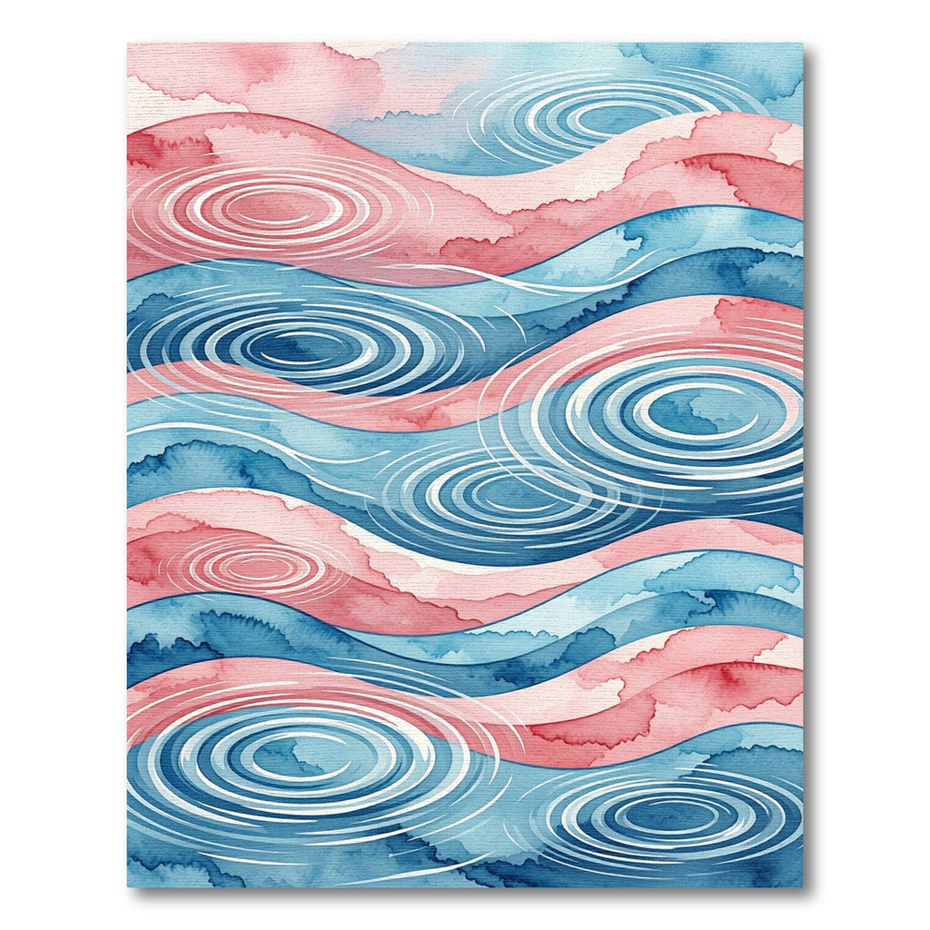 Watercolor Blue and Pink Ripple Wave Rug