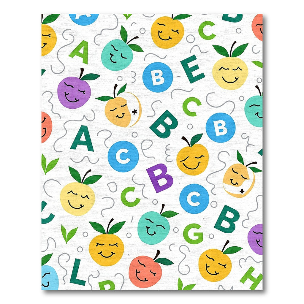Smiling Fruit Alphabet Collage Rug