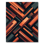 Modern Orange and Charcoal Isometric Bars Rug