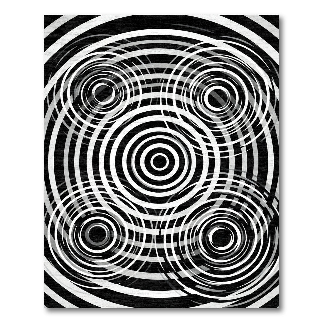 Black White Concentric Circles Op Art Rug