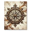 Antique Gold Nautical Compass Medallion Rug