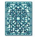 Geometric Teal Interlocking Linear Lattice Rug