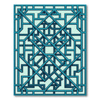 Geometric Teal Interlocking Linear Lattice Rug