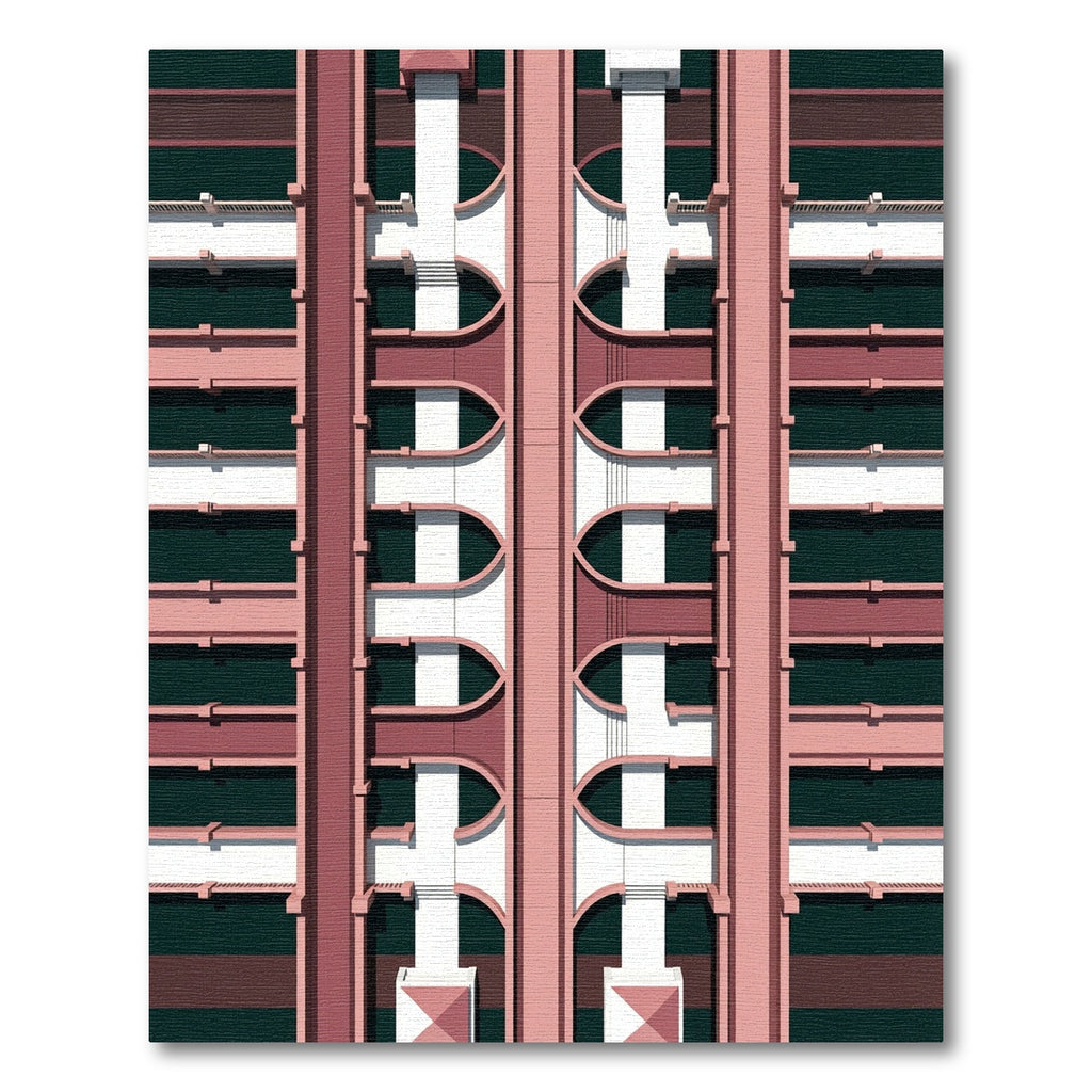 Pink Architectural Grid Echo Rug