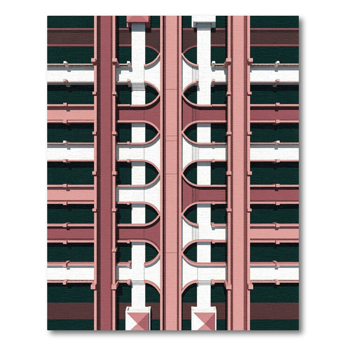 Pink Architectural Grid Echo Rug
