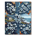 Coastal Blue Floral Weathered Shore Area Rug