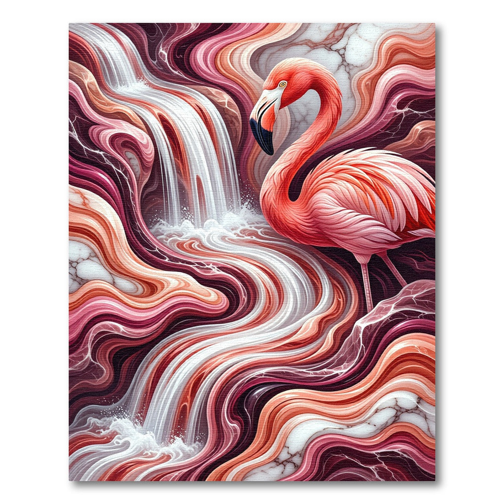 Coral Flamingo Waterfall Swirl Rug