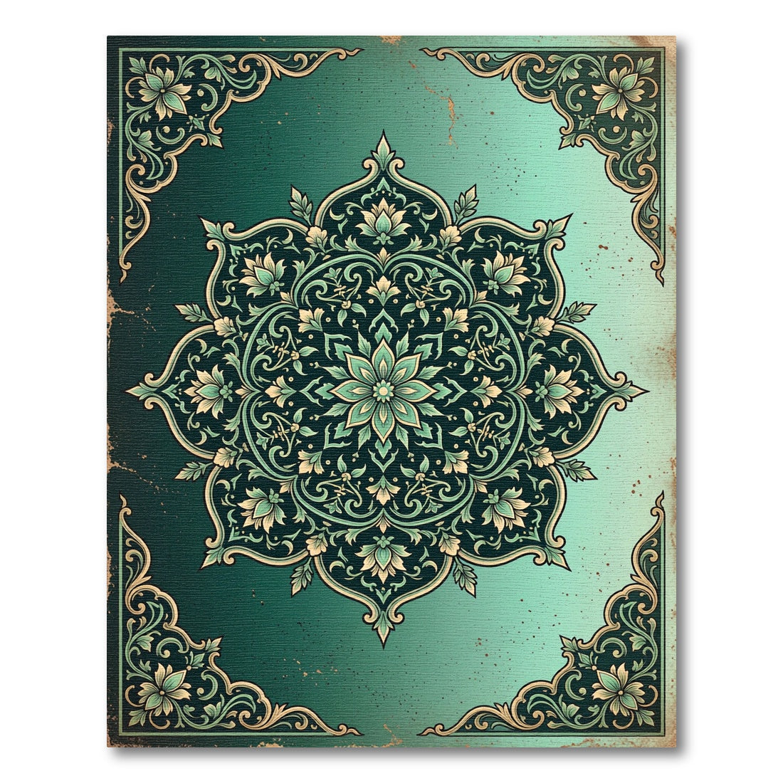 Emerald Botanical Floral Bloom Medallion Rug