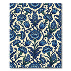 Deep Blue Floral Vine Cover Rug