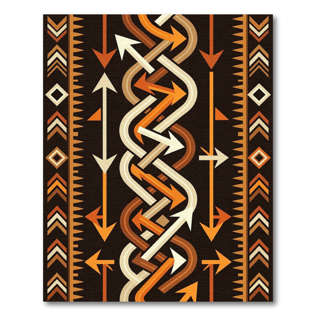 Brown Orange White Arrow Chain Rug