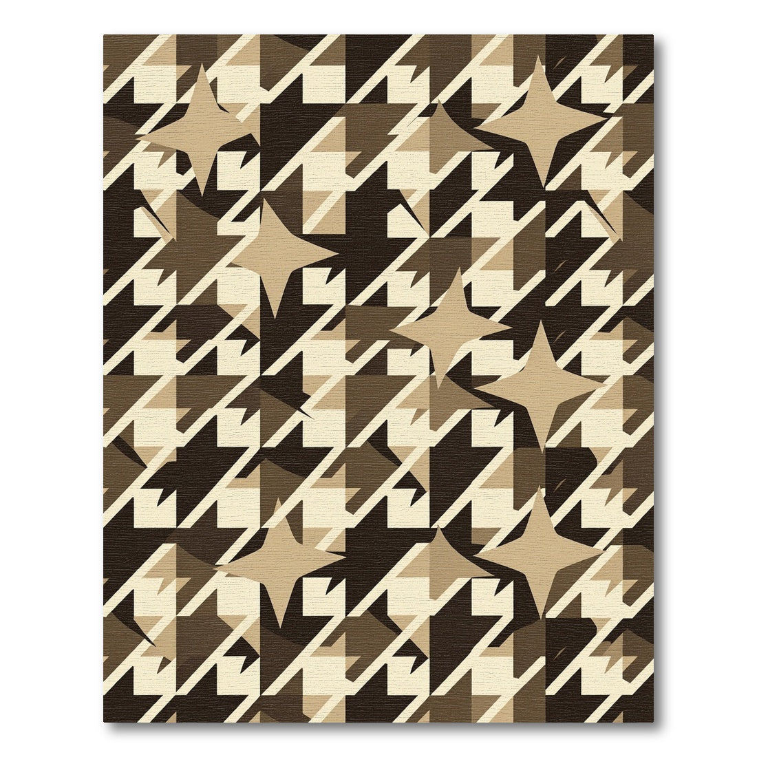 Houndstooth Stars Earth Tone Geometric Rug