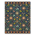 Navy Floral Lattice with Turtle Border Rug